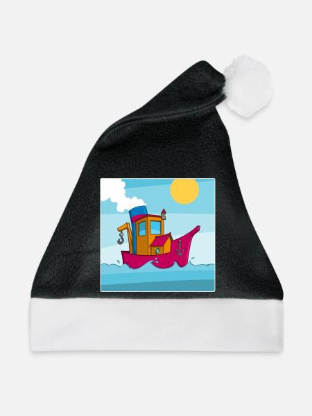 Buntes Bild eines lustigen Schleppers - Weihnachtsmütze - Schwarz/Weiß