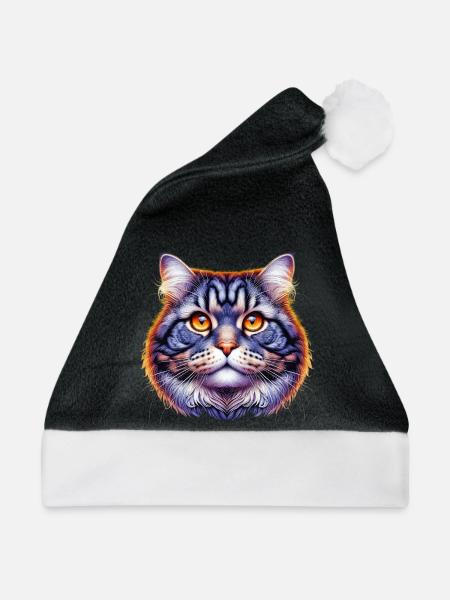 Katze - Weihnachtsmütze - Schwarz/Weiß