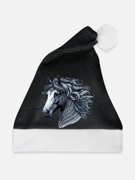 Pferd - Weihnachtsmütze - Schwarz/Weiß