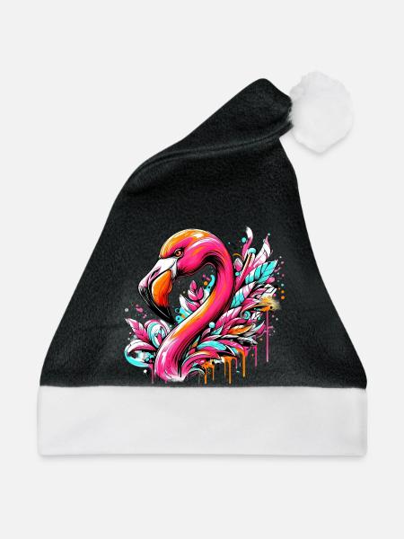 Flamingo - Weihnachtsmütze - Schwarz/Weiß