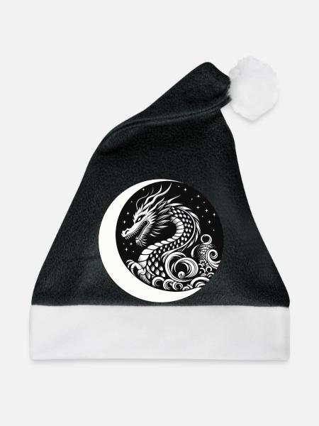 Chinesischer Drache - Weihnachtsmütze - Schwarz/Weiß - Vorne
