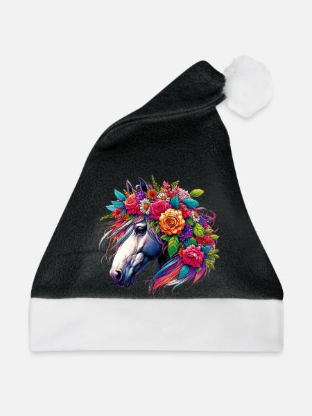 Pferd - Weihnachtsmütze - Schwarz/Weiß
