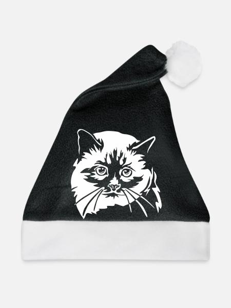 Birma Katze "Black Edition" - Weihnachtsmütze - Schwarz/Weiß