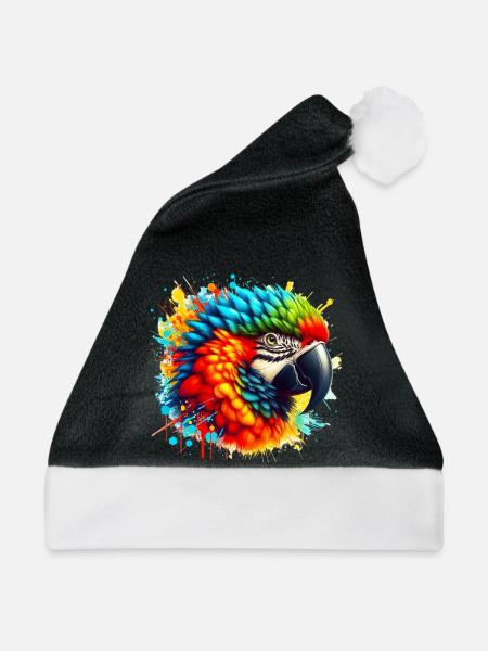Papagei - Weihnachtsmütze - Schwarz/Weiß