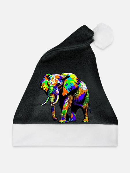 Elefant - Weihnachtsmütze - Schwarz/Weiß