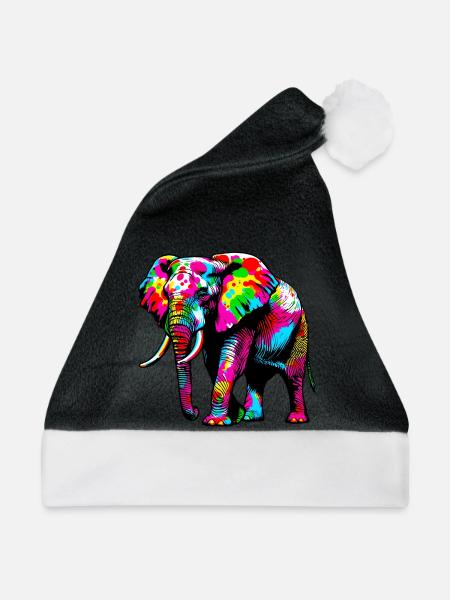 Elefant - Weihnachtsmütze - Schwarz/Weiß