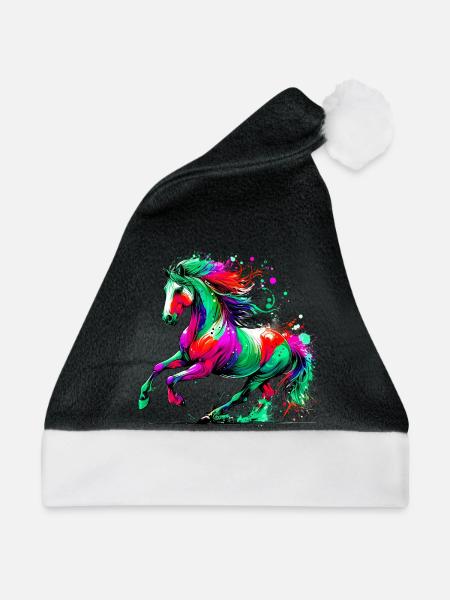 Pferd - Weihnachtsmütze - Schwarz/Weiß