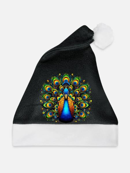 Pfau - Weihnachtsmütze - Schwarz/Weiß