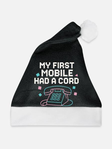 Mein erstes Handy hatte ein Kabel - Weihnachtsmütze - Schwarz/Weiß - Vorne