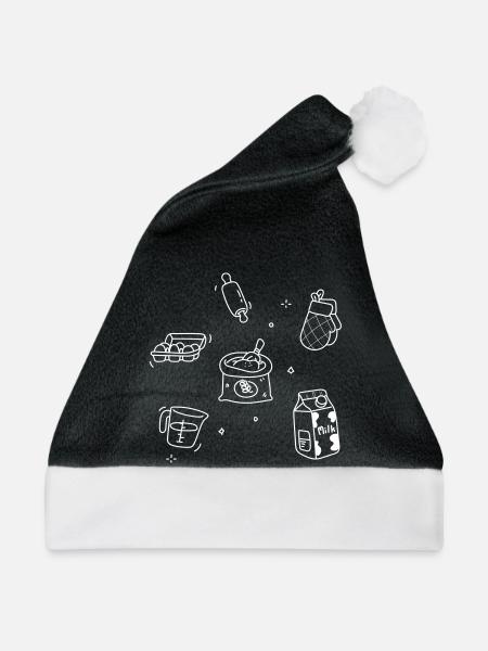 Küchen Doodles Weiße Linien - Weihnachtsmütze - Schwarz/Weiß