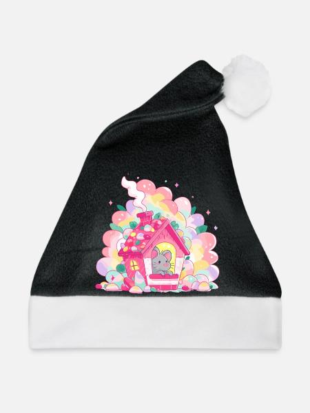 Zuckerhaus mit Maus - Weihnachtsmütze - Schwarz/Weiß