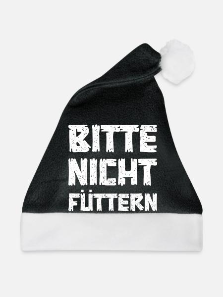 Bitte nicht füttern - Weihnachtsmütze - Schwarz/Weiß - Vorne