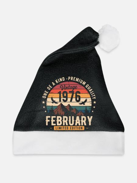 Februar 1976 Vintage-Geburtstag Februar 1976 - Weihnachtsmütze - Schwarz/Weiß