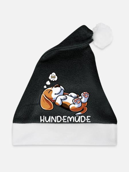 Hundemüde Beagle Beaglebesitzer Beaglehalter - Weihnachtsmütze - Schwarz/Weiß