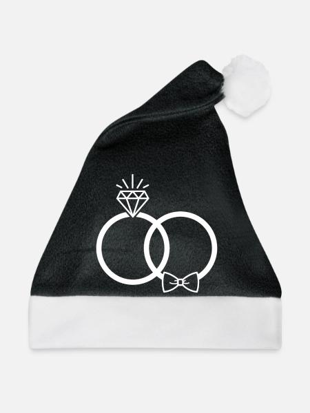 Eheringe Ringe - Weihnachtsmütze - Schwarz/Weiß