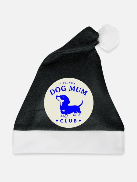 Junge Hundemutti Club Logo - Weihnachtsmütze - Schwarz/Weiß - Vorne