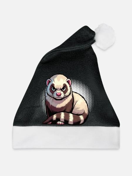 Frettchen Frettchenhalter Frettchenbesitzer - Weihnachtsmütze - Schwarz/Weiß - Vorne