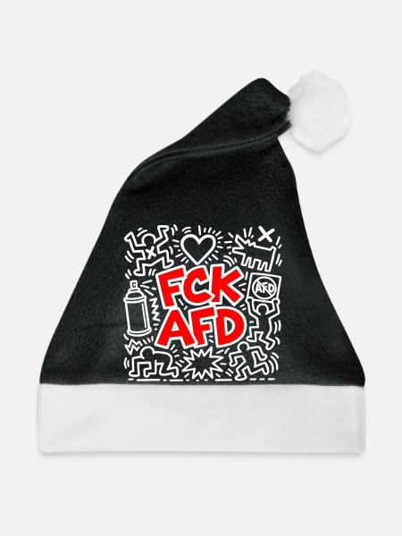 FCK AFD - Weihnachtsmütze - Schwarz/Weiß - Vorne