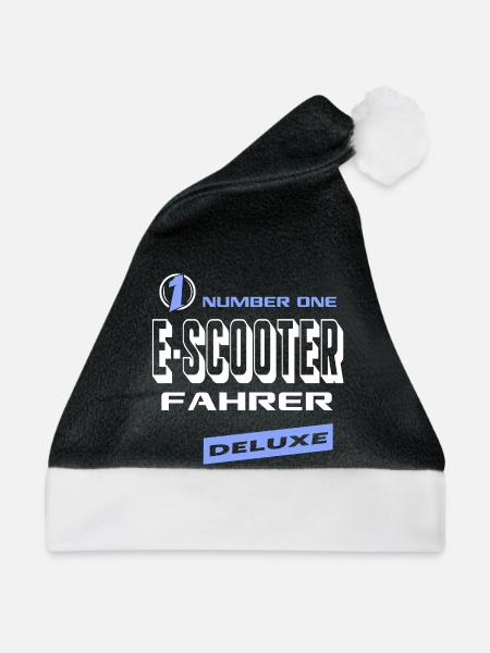 E-Scooter Fahrer Number One Deluxe Bester Biker - Weihnachtsmütze - Schwarz/Weiß - Vorne