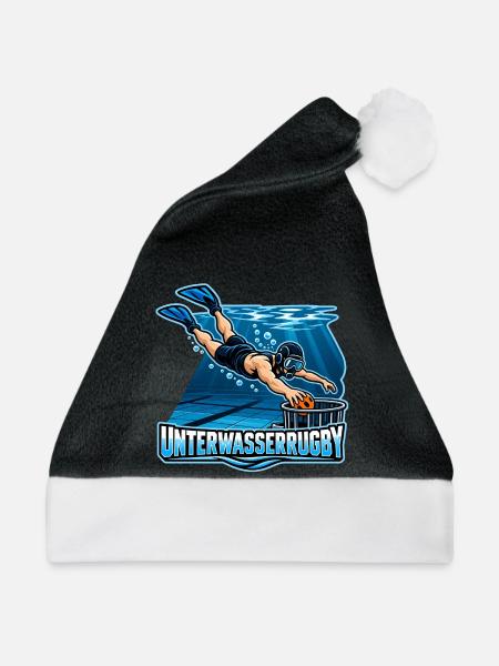 Unterwasser Rugby Action-Illustration - Weihnachtsmütze - Schwarz/Weiß