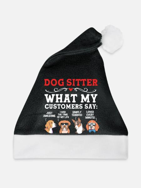 Haustier Sitter Haustiere Babysitter - Weihnachtsmütze - Schwarz/Weiß - Vorne