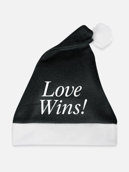 NEU -- Liebe gewinnt! - Weihnachtsmütze - Schwarz/Weiß - Vorne