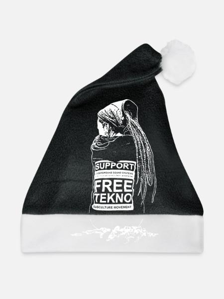support freetekno - Weihnachtsmütze - Schwarz/Weiß - Vorne