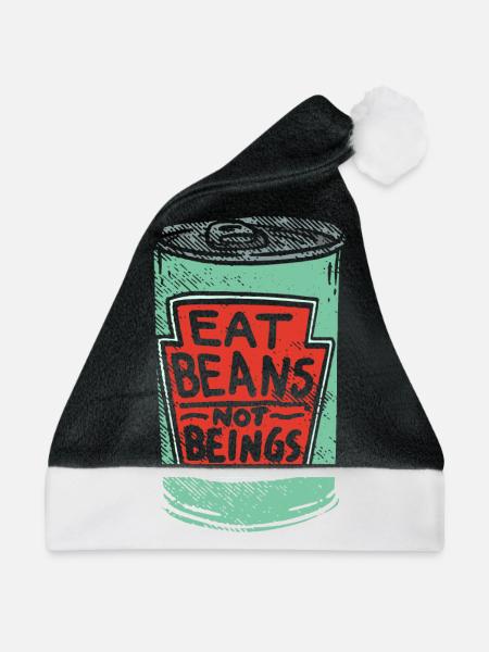 Esst Bohnen keine Lebewesen - Tierliebe - Weihnachtsmütze - Schwarz/Weiß - Vorne