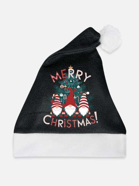 Gnom Weihnachten Gnome Tannenbaum Merry Christmas - Weihnachtsmütze - Schwarz/Weiß - Vorne