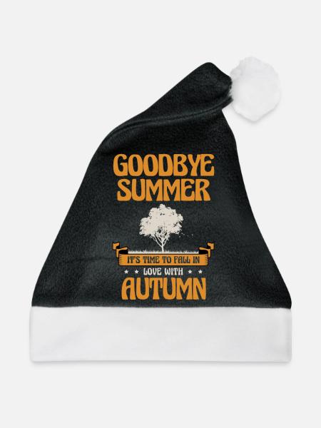 Auf Wiedersehen Sommer Ist Es Zeit Sich Herbstfans - Weihnachtsmütze - Schwarz/Weiß - Vorne