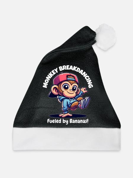 Affen-Breakdancer - Weihnachtsmütze - Schwarz/Weiß - Vorne