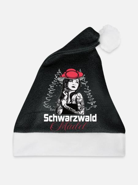 Modernes Schwarzwaldmädel mit Bollenhut - Weihnachtsmütze - Schwarz/Weiß - Vorne
