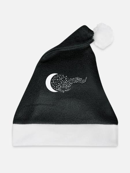Mond Nachthimmel Weltall - Weihnachtsmütze - Schwarz/Weiß - Vorne