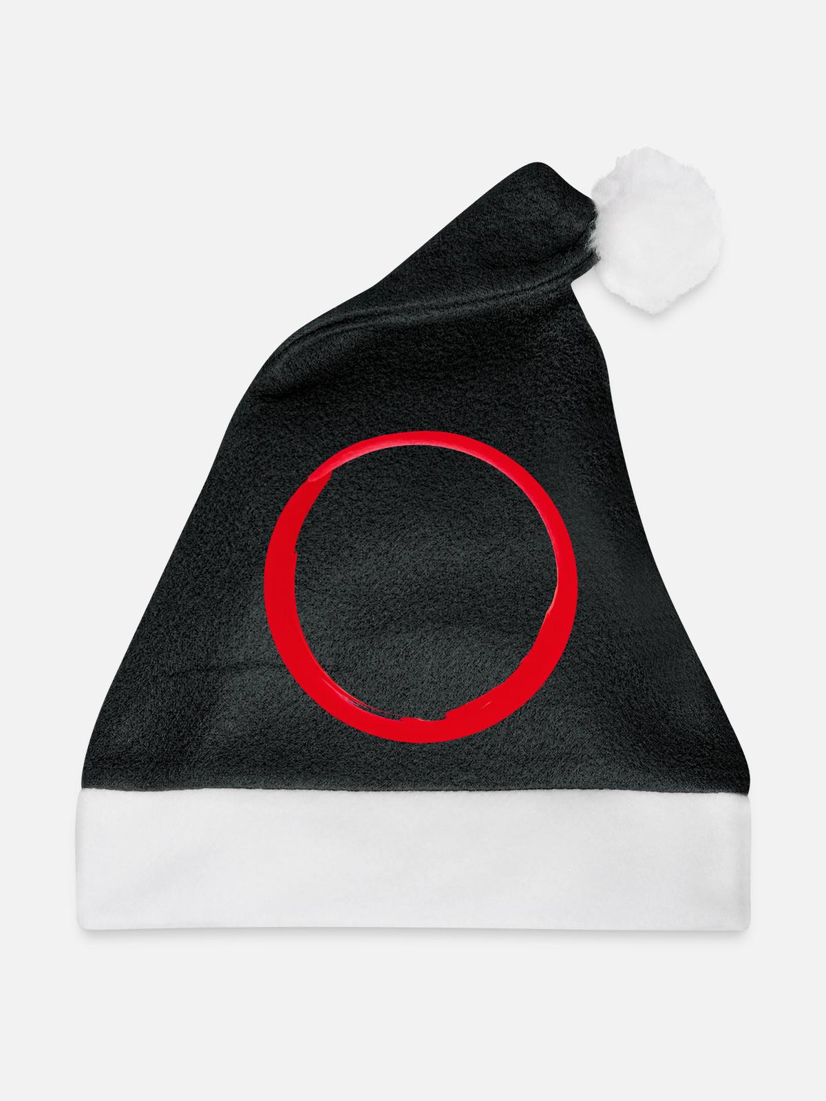 Roter Kreis - Weihnachtsmütze - Schwarz/Weiß - Vorne