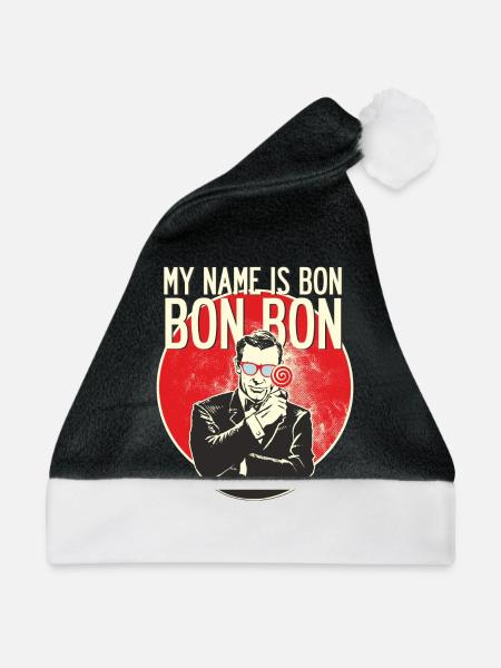 random Mix Bon Bon - Weihnachtsmütze - Schwarz/Weiß - Vorne