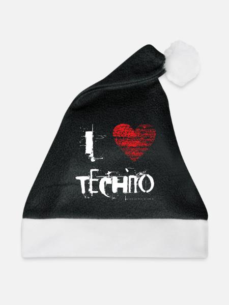 I love techno rave goa hardtek hard - Weihnachtsmütze - Schwarz/Weiß - Vorne