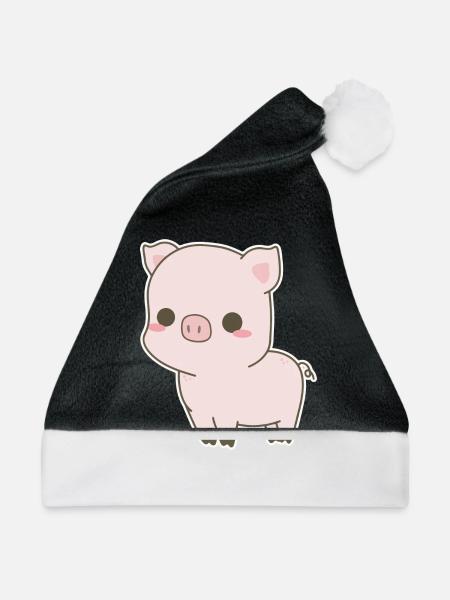 Süßes Schwein - Weihnachtsmütze - Schwarz/Weiß