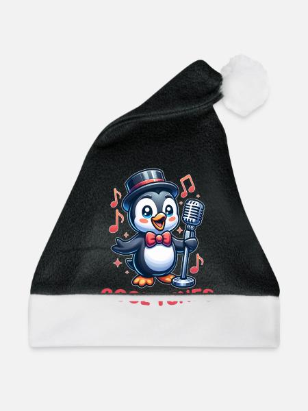 Pinguin-Jazz-Sängerin - Weihnachtsmütze - Schwarz/Weiß