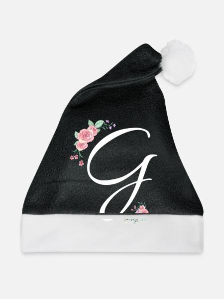 Buchstabe g Blumen - Weihnachtsmütze - Schwarz/Weiß