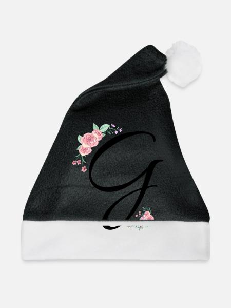 Buchstabe g Blumen - Weihnachtsmütze - Schwarz/Weiß