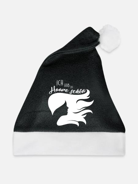 Ich habe die Haare schön - Haarmähne - Weihnachtsmütze - Schwarz/Weiß - Vorne