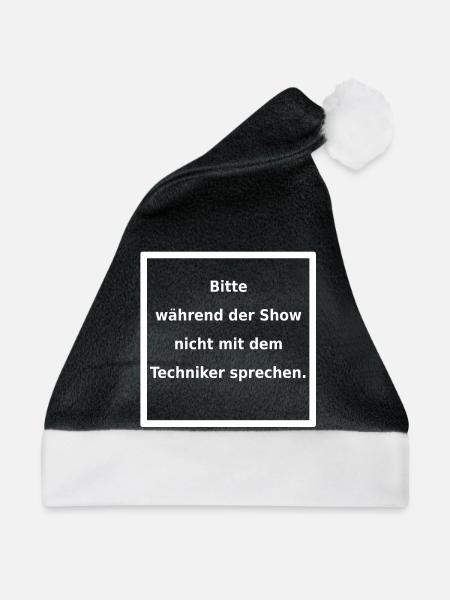 Warnhinweis: Techniker. (weiss) - Weihnachtsmütze - Schwarz/Weiß