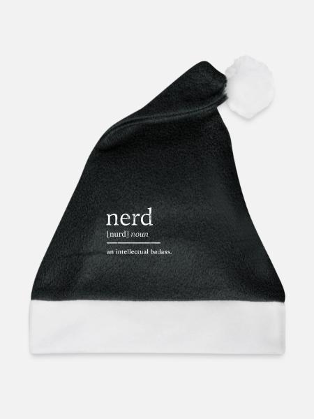 Streber Nerd - Weihnachtsmütze - Schwarz/Weiß - Vorne