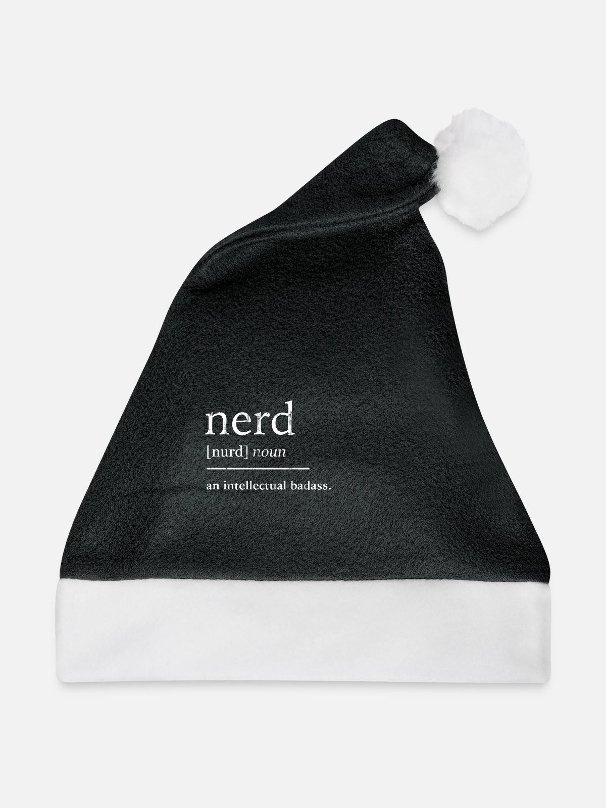 Streber Nerd - Weihnachtsmütze - Schwarz/Weiß - Vorne