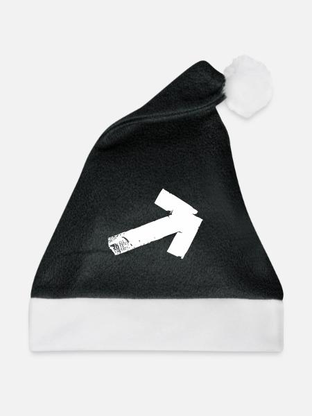 Pfeil schräg - weiß - Weihnachtsmütze - Schwarz/Weiß - Vorne