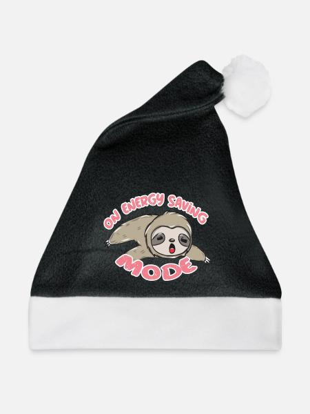 Pyjama Faultier - Weihnachtsmütze - Schwarz/Weiß - Vorne
