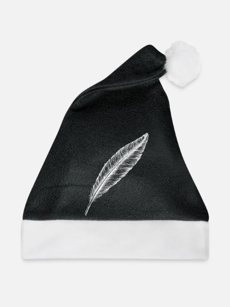 Elegante Vogelfeder in Schwarz und Weiß - Weihnachtsmütze - Schwarz/Weiß - Vorne