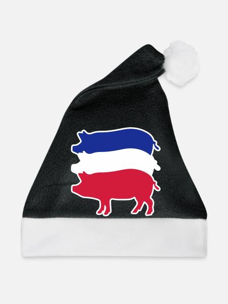 Dreikoloriges Schweinefleisch in Streifen - Weihnachtsmütze - Schwarz/Weiß - Vorne