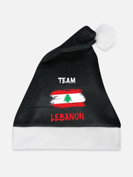 Team Libanon Design / Geschenkidee - Weihnachtsmütze - Schwarz/Weiß - Vorne