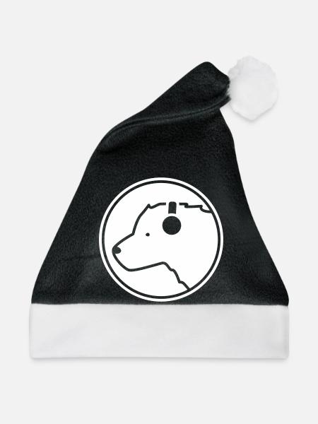 Eisbär DJ – Cooles Musik Bär Kopfhörer Party - Weihnachtsmütze - Schwarz/Weiß
